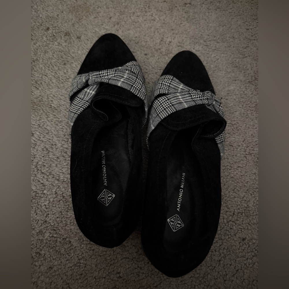 Antonio Melani Black and White Plaid Flats